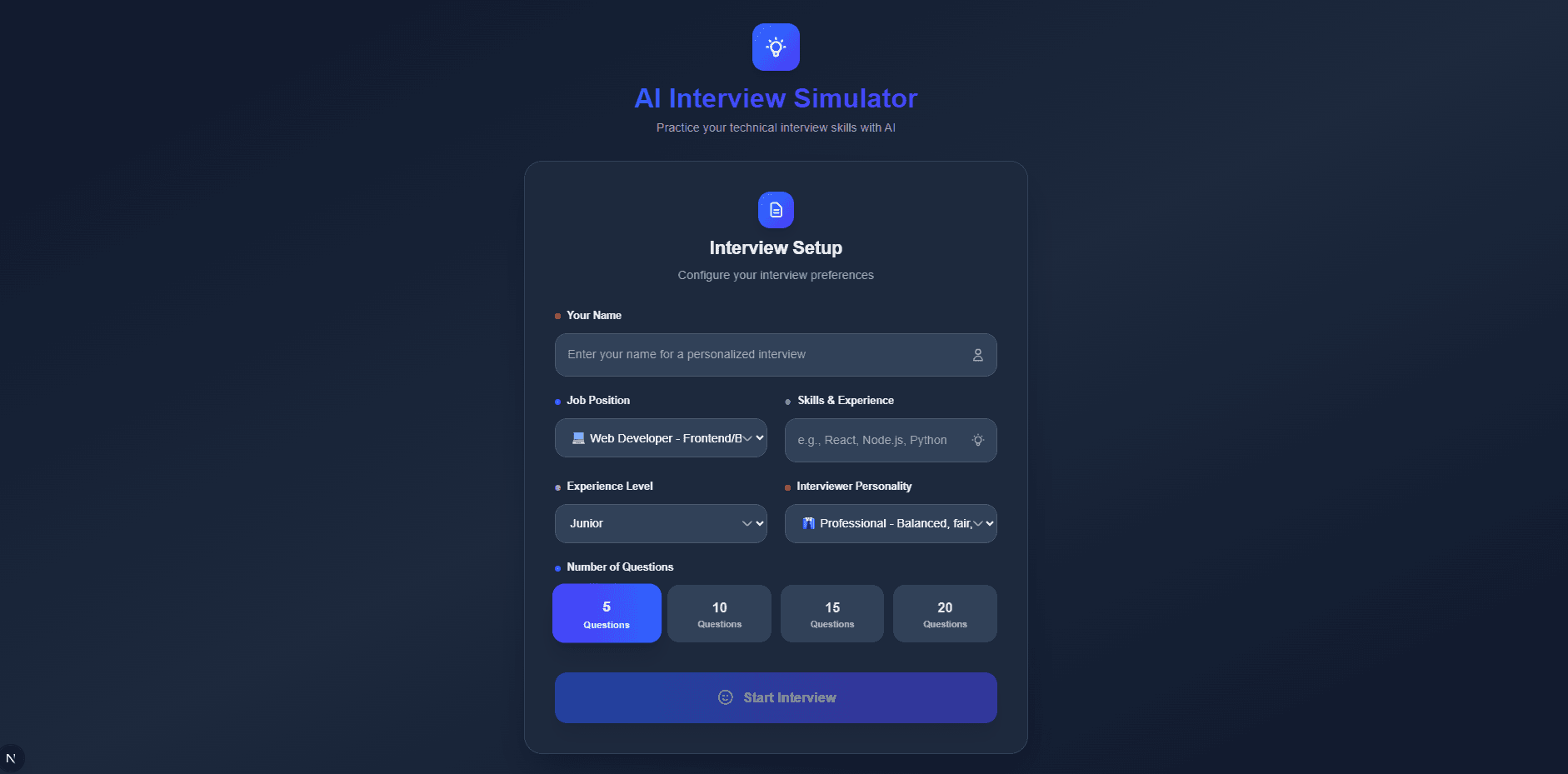 Interview Web Application